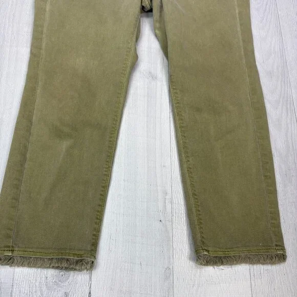 J Jill Cropped Straight Jeans Womens Olive Green Stretch Denim Frayed Hem SIze 6 - Picture 5 of 12